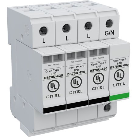 CITEL AC DIN Rail Protector, 3 Phase, 480/277V DS74US-277Y/G